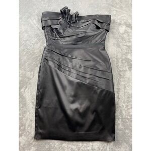 White House Black Market Black‎ Strapless Ruched Cocktail Dress Size 4